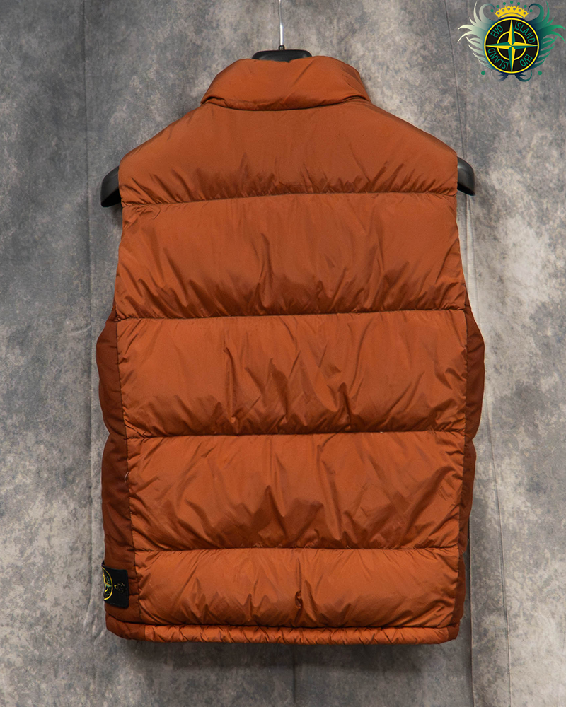 Stone Island Garment Dyed Crinkle Reps NY Down Gilet Burnt Orange