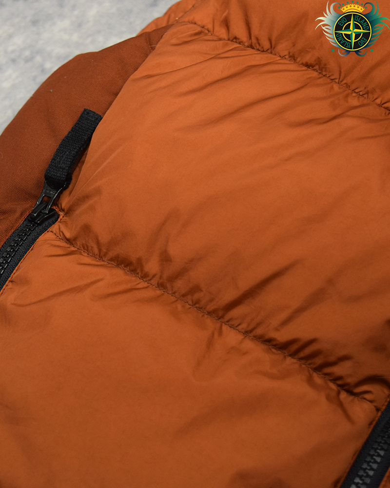 Stone Island Garment Dyed Crinkle Reps NY Down Gilet Burnt Orange