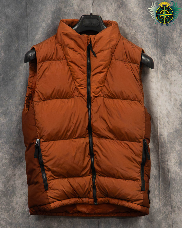 Stone Island Garment Dyed Crinkle Reps NY Down Gilet Burnt Orange - M