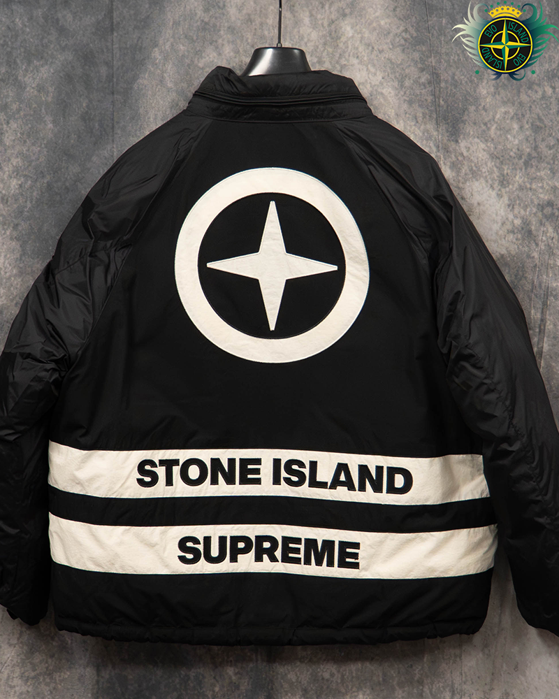 Stone Isand X Supreme Tela Logo Reversible Puffer Jacket Black