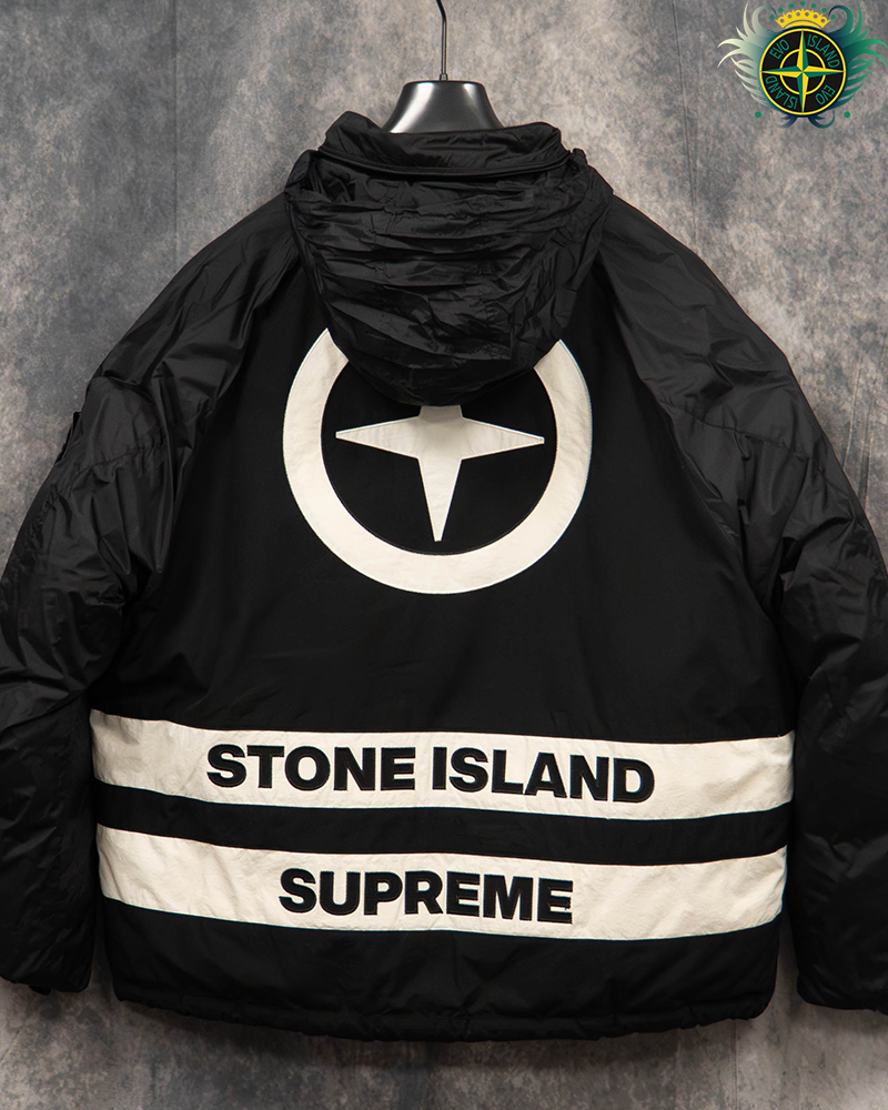 Stone Isand X Supreme Tela Logo Reversible Puffer Jacket Black