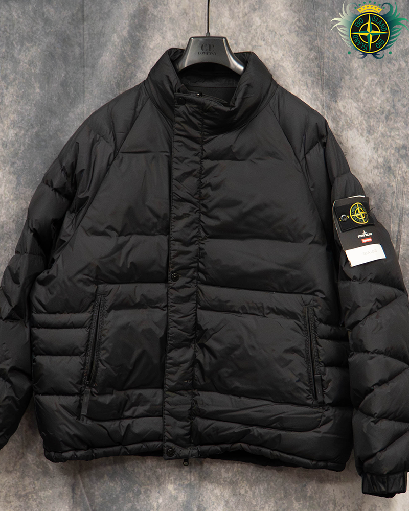 Stone Isand X Supreme Tela Logo Reversible Puffer Jacket Black