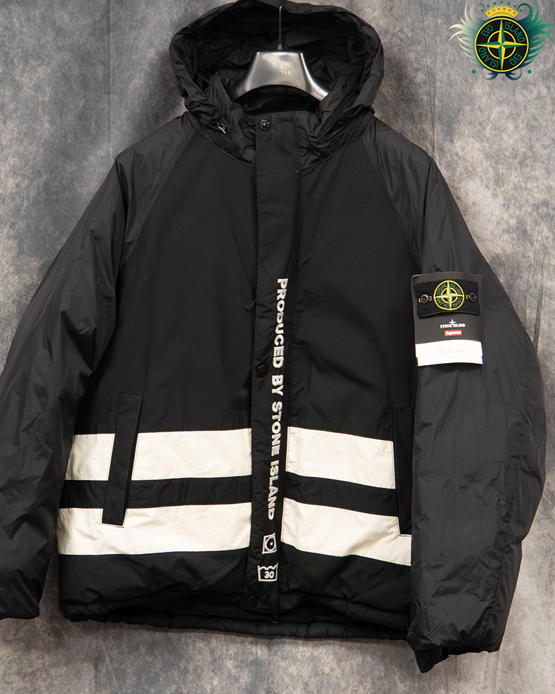 Stone Isand X Supreme Tela Logo Reversible Puffer Jacket Black