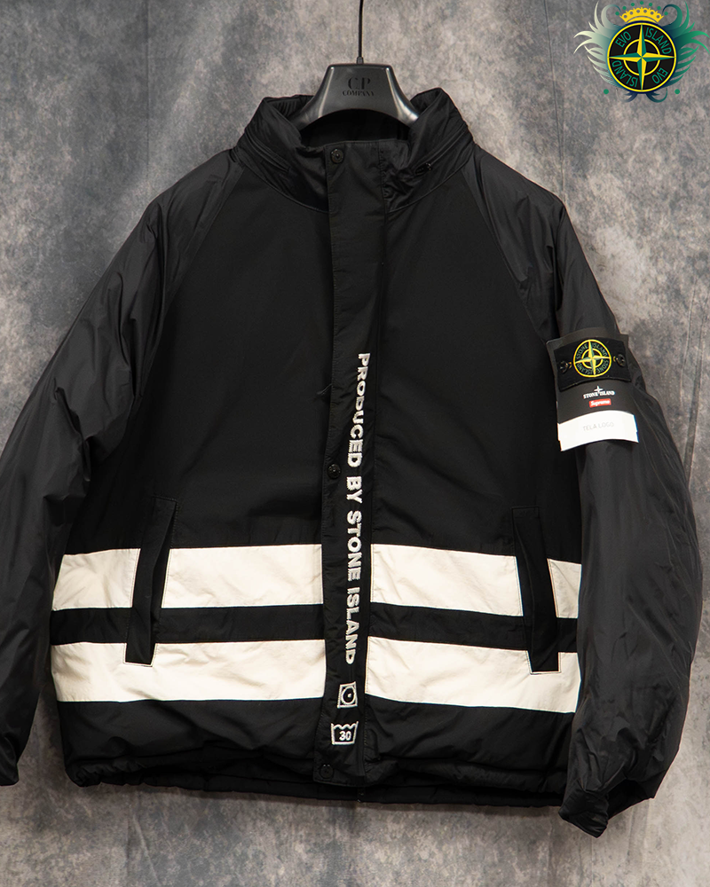 Stone Isand X Supreme Tela Logo Reversible Puffer Jacket Black