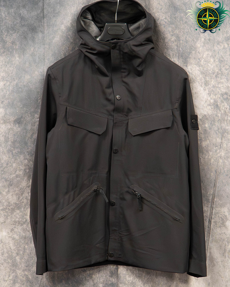 Stone Island Water Repellant Wool Ghost Piece Jacket Black