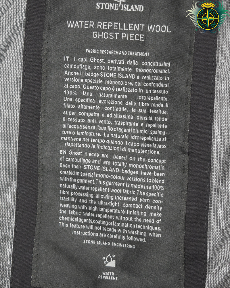 Stone Island Water Repellant Wool Ghost Piece Jacket Black