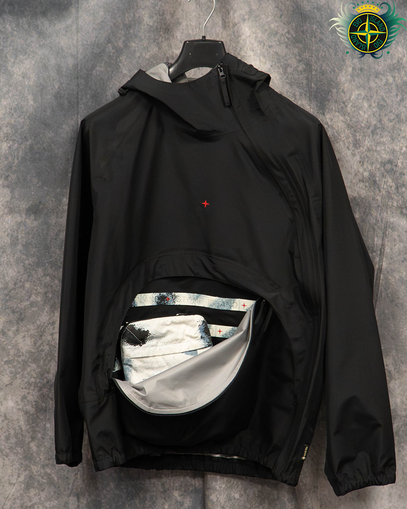 Stone Island 3L Gore-tex Recycled Polyester marina Smock + Bag Black - L