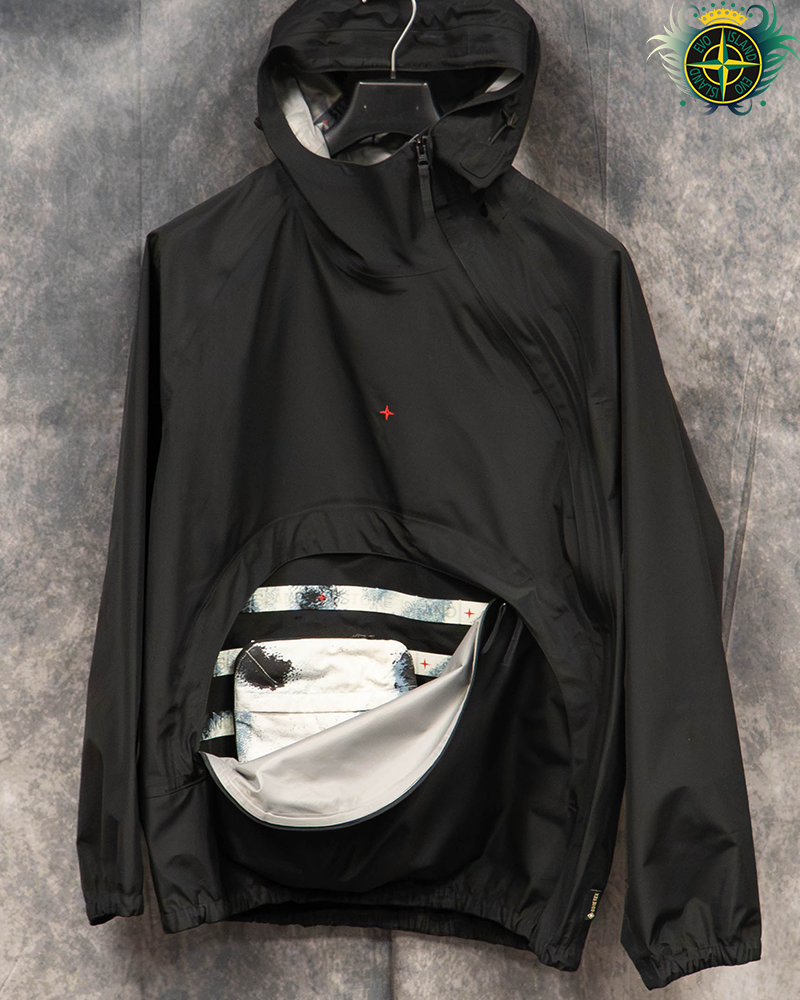 Stone Island 3L Gore-tex Recycled Polyester marina Smock + Bag Black - L