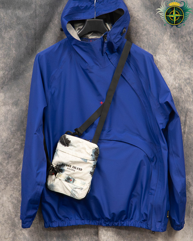 Stone Island 3L Gore-tex Recycled Polyester marina Smock + Bag Blue - L