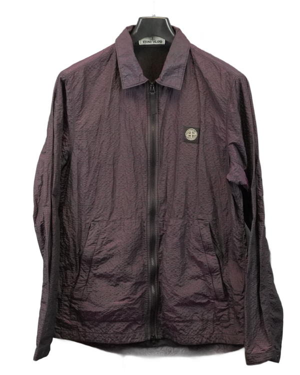 Stone Island Poly Colour Frame Nylon Metal Zipped Overshirt Purple front view