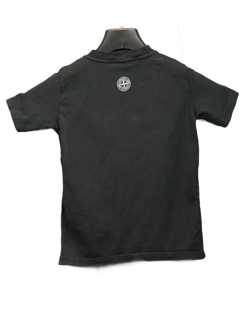 Stone Island Kids Front Print T-Shirt Black back view
