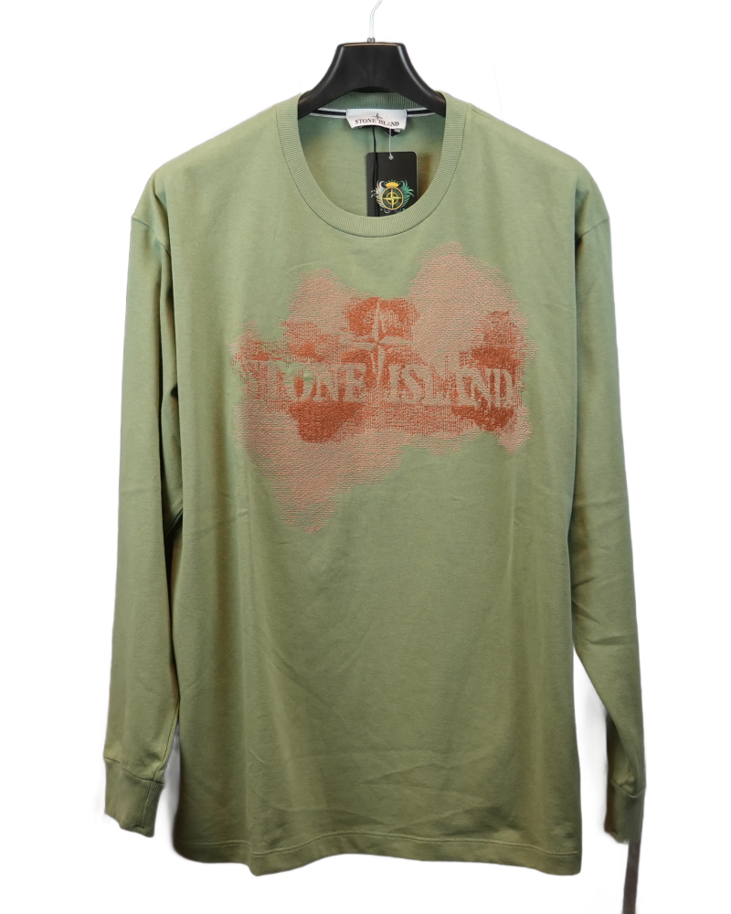 Stone Island Embroidered Front Print Crewneck Green front view