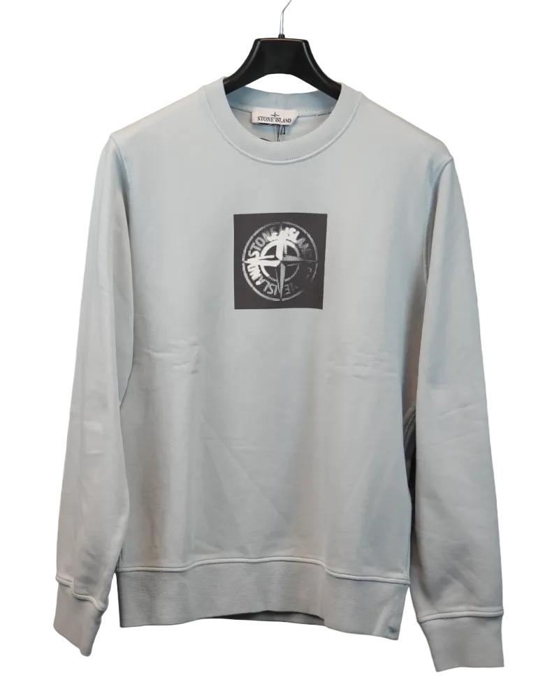 Stone Island Chest Print Logo Crewneck Blue front view