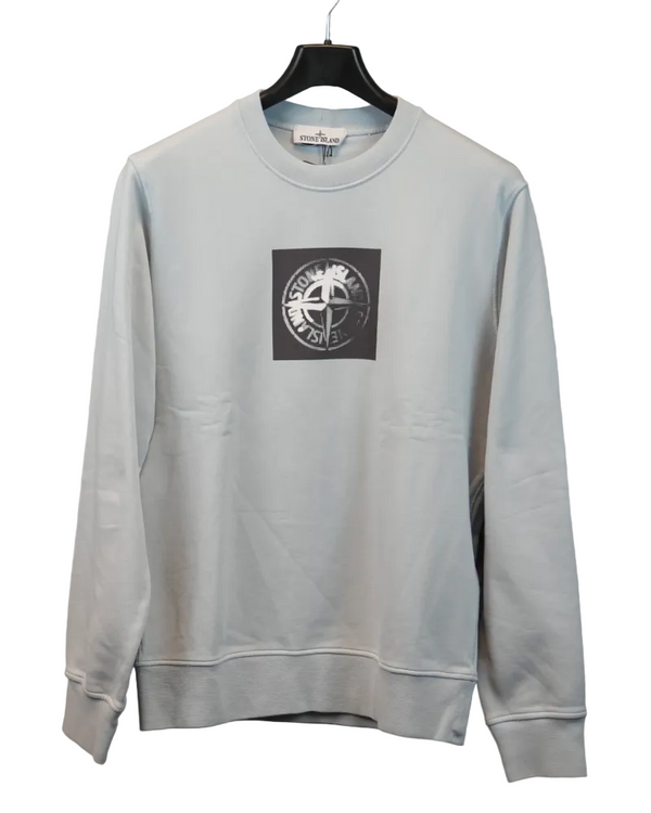 Stone Island Chest Print Logo Crewneck Blue front view