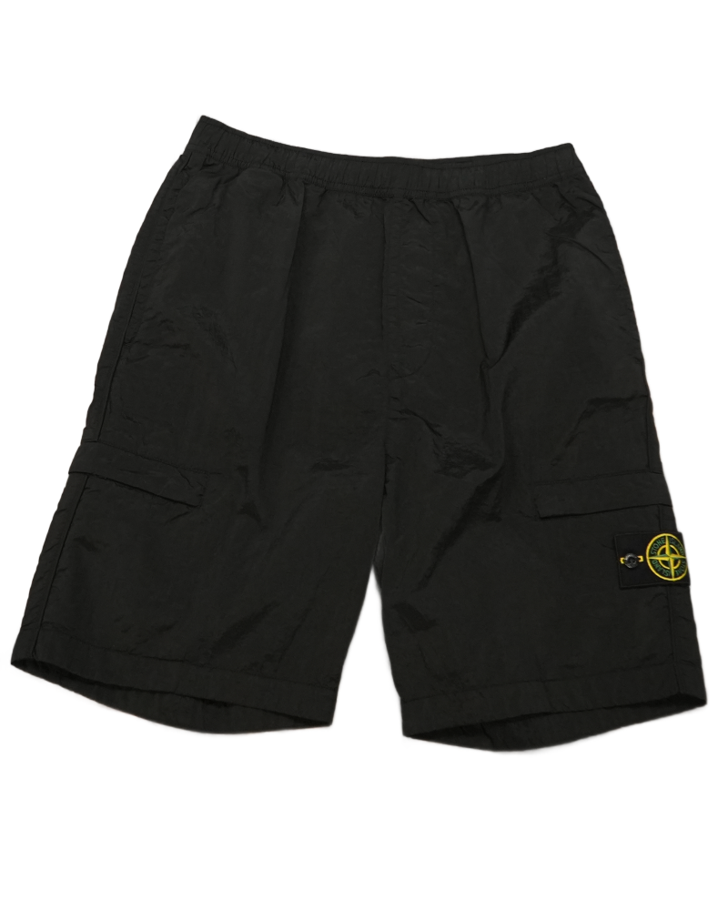 Stone Island Nylon Metal Cargo Shorts Black front view