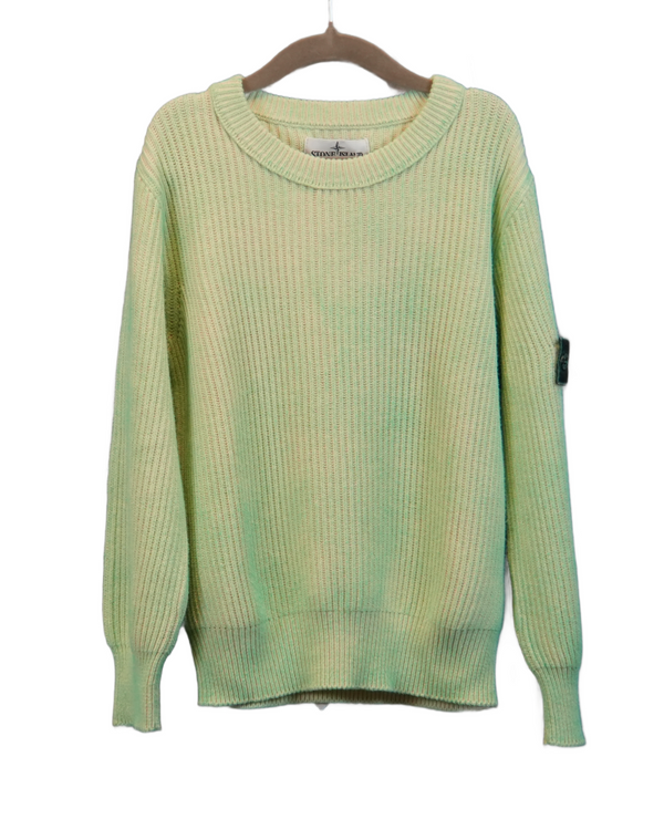 Stone Island Kids Dust Treatment Knitted Sweatshirt Green front view