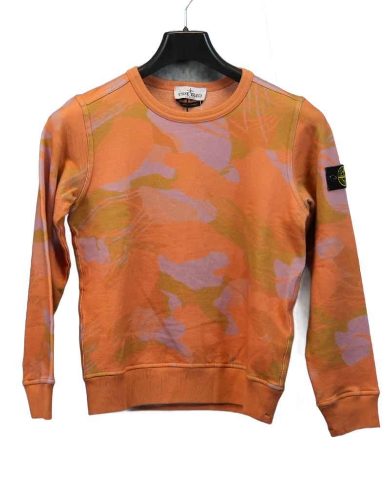Stone Island Kids Crewneck Sweatshirt Orange Camo front view