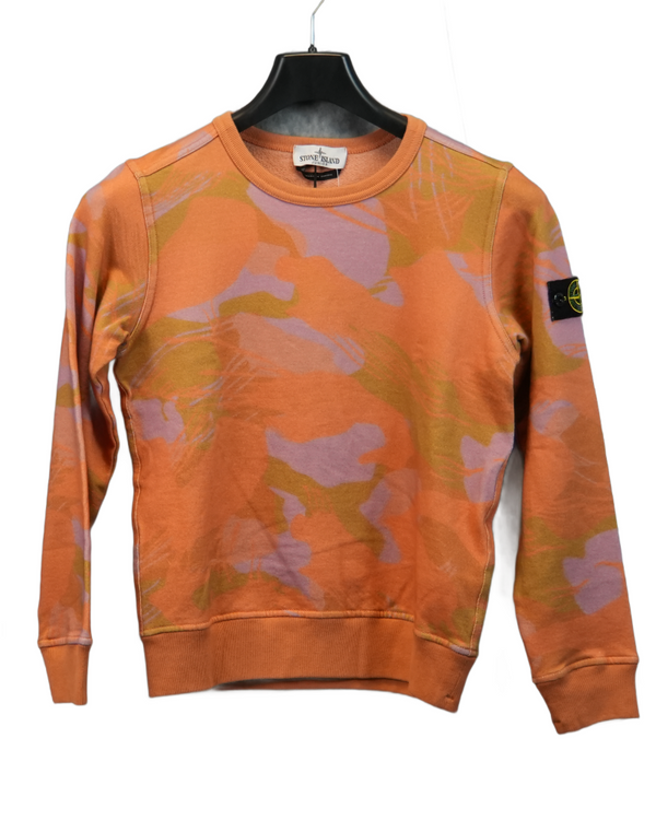 Stone Island Kids Crewneck Sweatshirt Orange Camo front view
