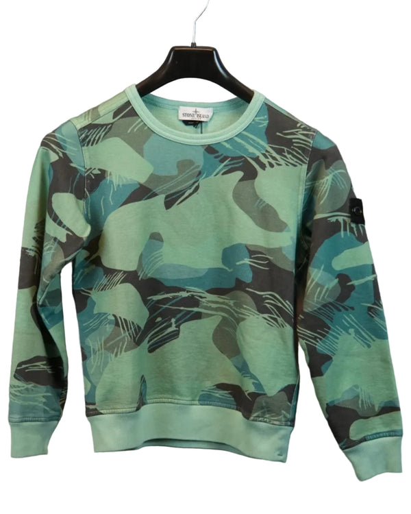 Stone Island Kids Crewneck Sweatshirt Green Camo