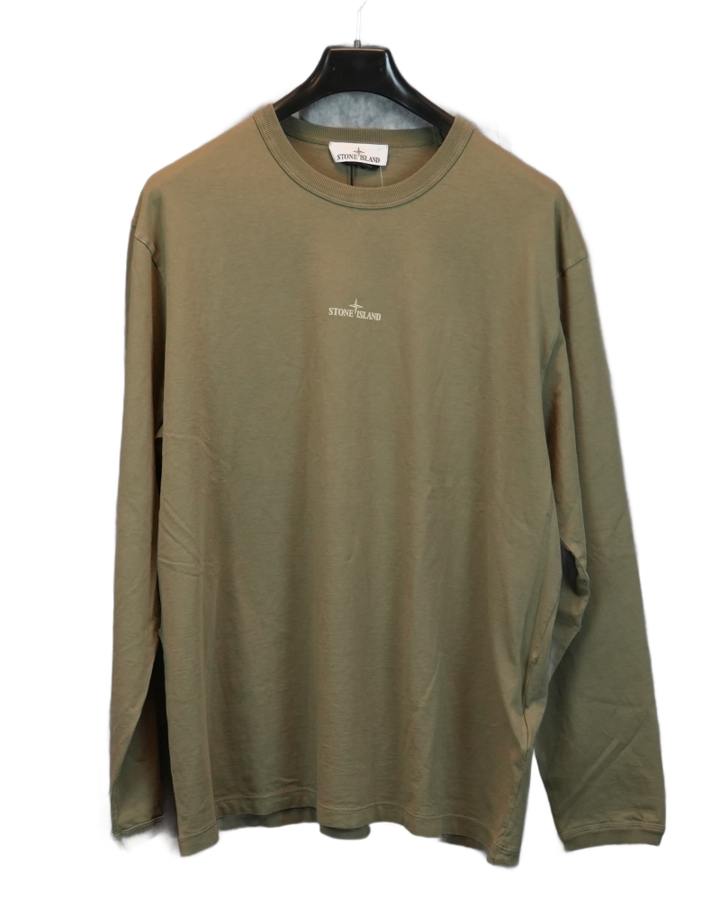 Stone Island Long Sleeve Back Print T-shirt Khaki front view
