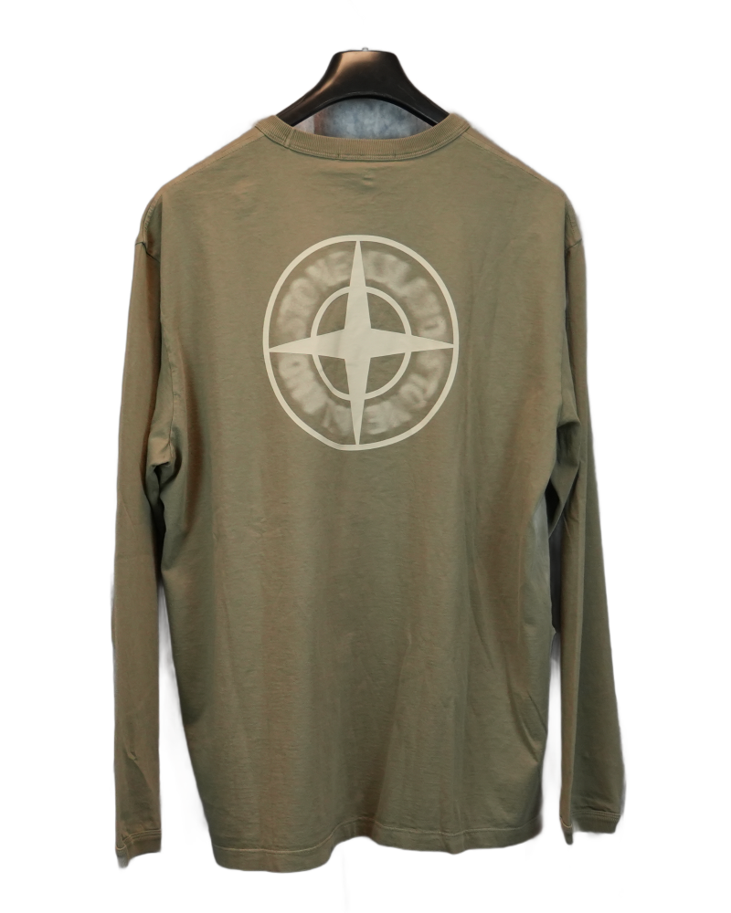Stone Island Long Sleeve Back Print T-shirt Khaki back view