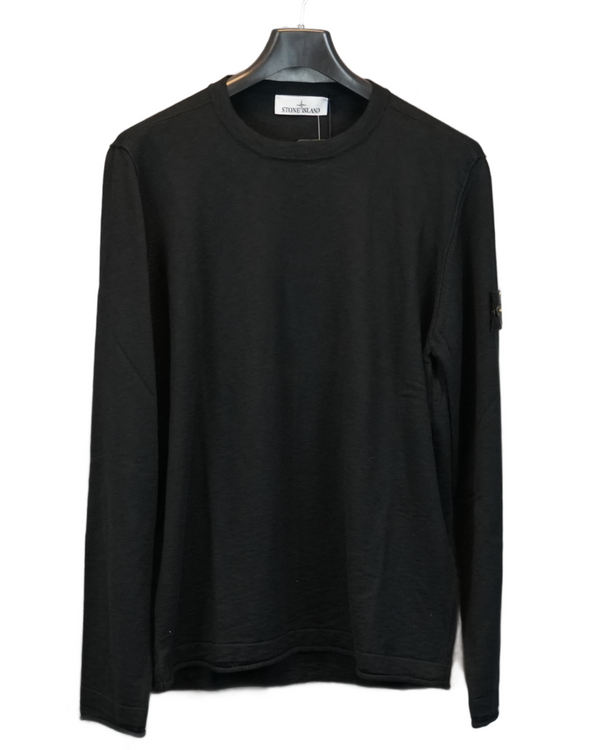 Stone Island 12 Strech Wool Crewneck Black front view