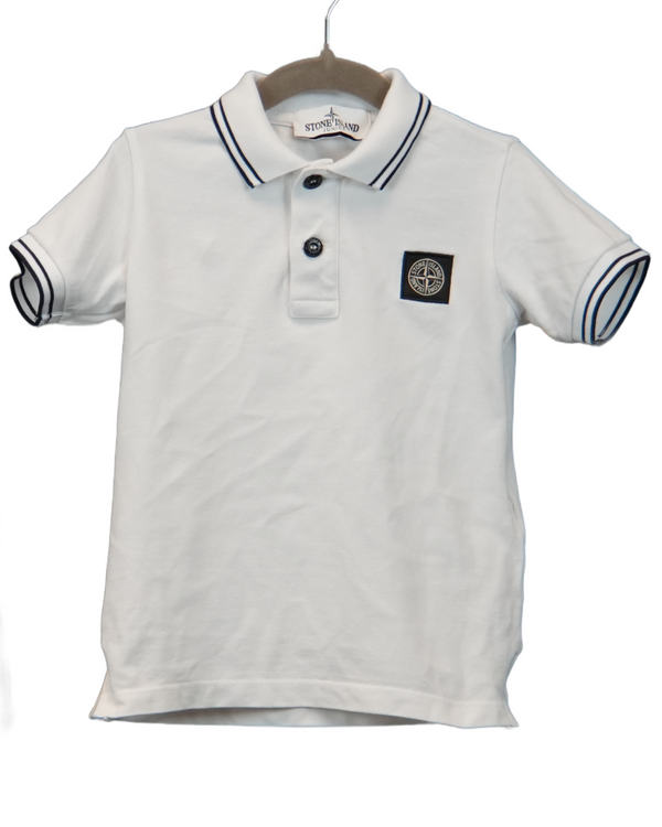 Stone Island Junior Patch Project Polo White front view