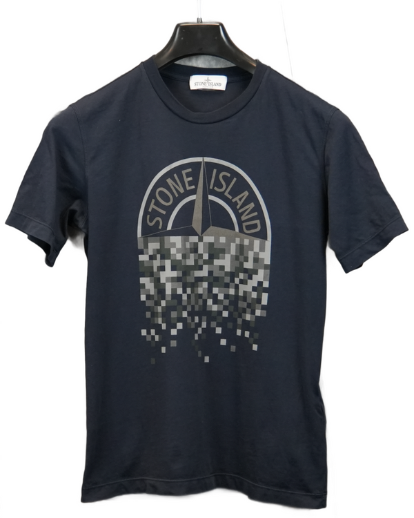 Stone Island Junior Front Print T-Shirt Navy Blue front view