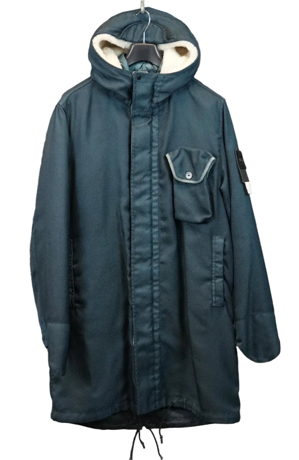 Stone Island Modified Panama 6/3 HT Nylon + Leather Jacket Blue
