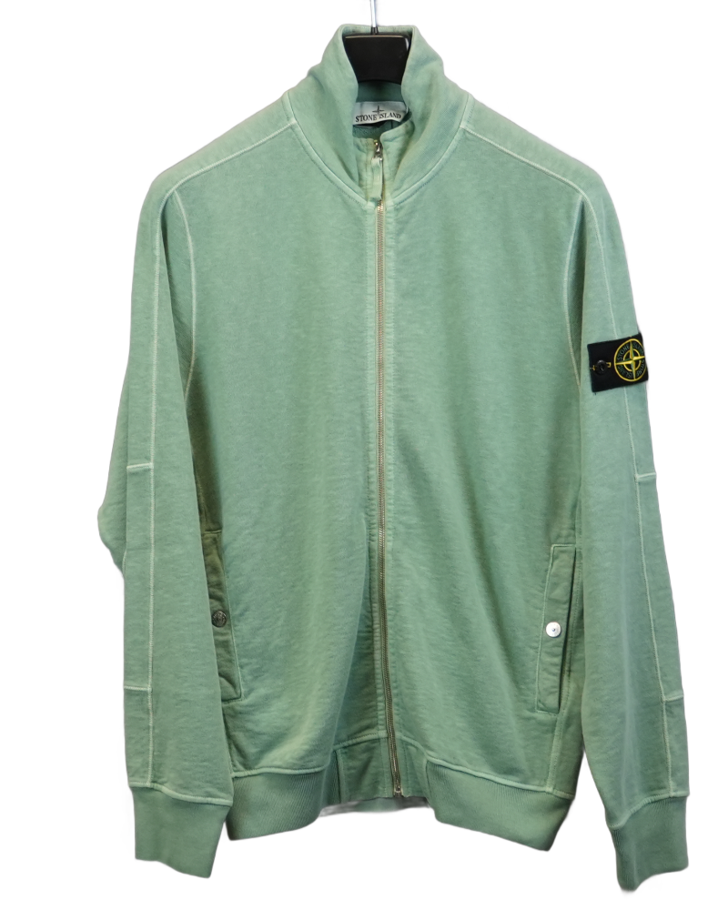 Stone Island Old Effect Full Zip Sweater Teal front view