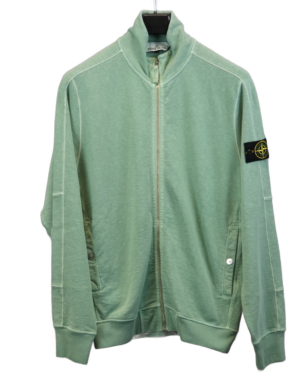 Stone Island Old Effect Full Zip Sweater Teal front view