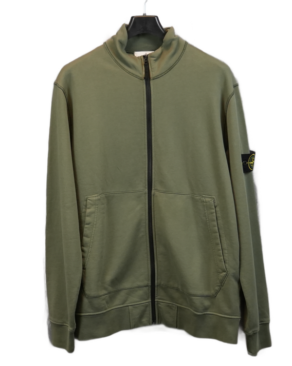 Stone Island Full Zip Sweater Green front view