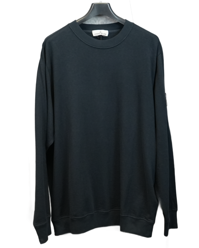 Stone Island Old Treatment Cotton Crewneck Navy front view