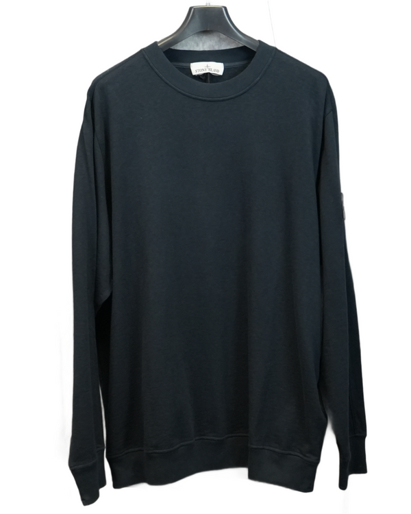 Stone Island Old Treatment Cotton Crewneck Navy front view