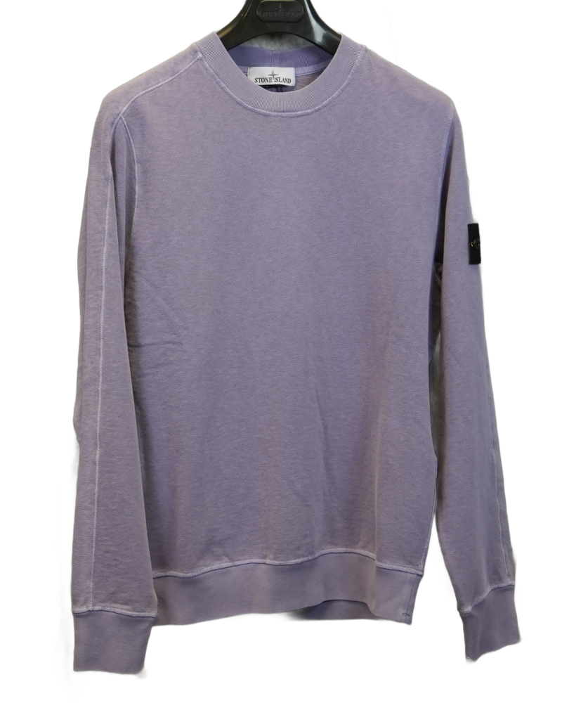 Stone Island Old Treatment Cotton Crewneck purple front view