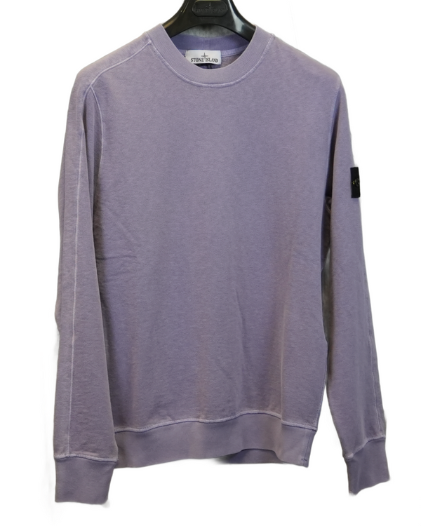 Stone Island Old Treatment Cotton Crewneck purple front view