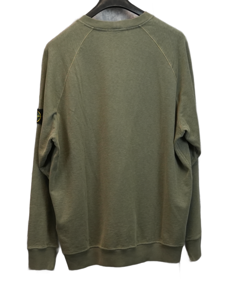Stone Island Old Treatment Cotton Crewneck green back view