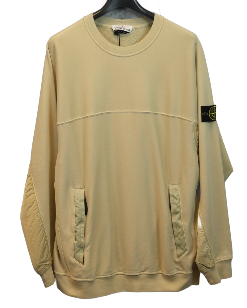 Stone Island Crewneck With Nylon Metal and primoloft insulation Cream front view