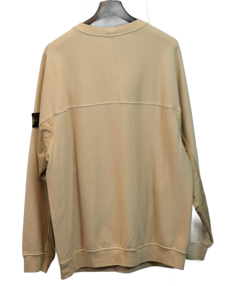 Stone Island Crewneck With Nylon Metal and primoloft insulation Cream back view