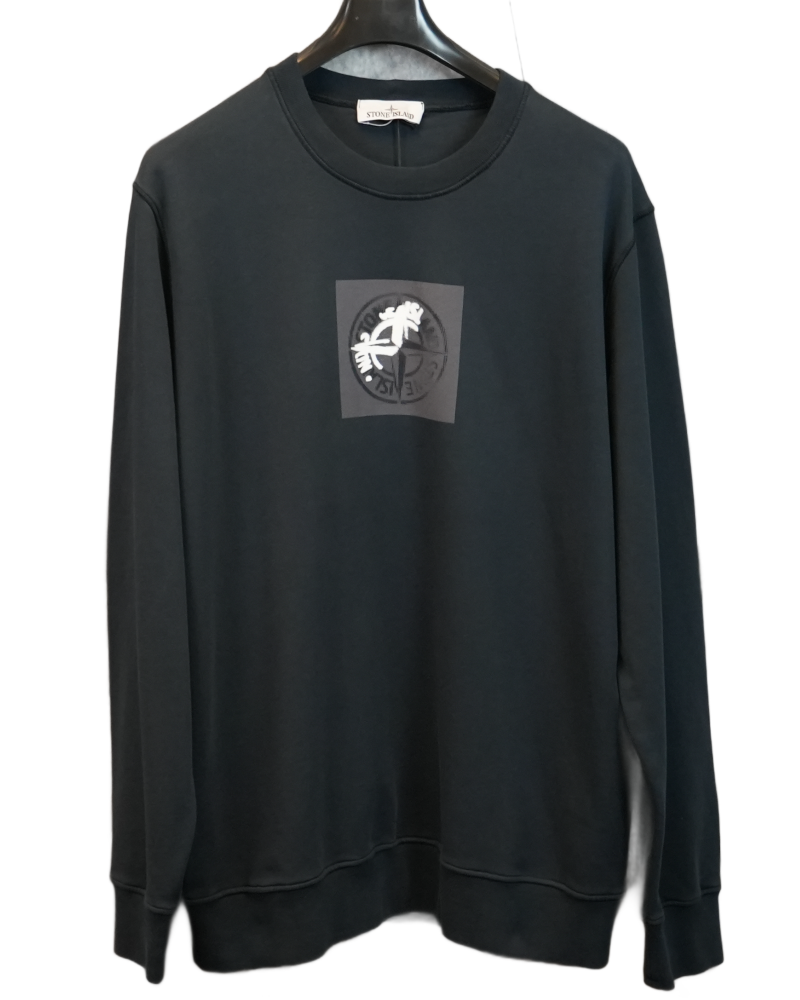 Stone Island Front Print Crewneck Navy front view