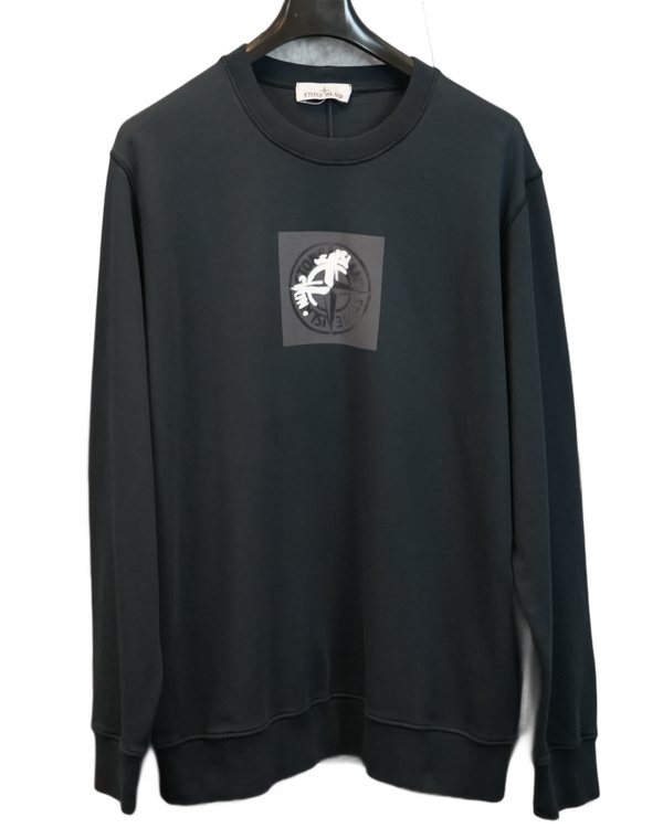 Stone Island Front Print Crewneck Navy front view