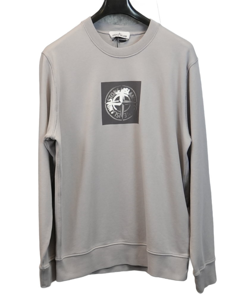 Stone Island Front Print Crewneck Light blue front view