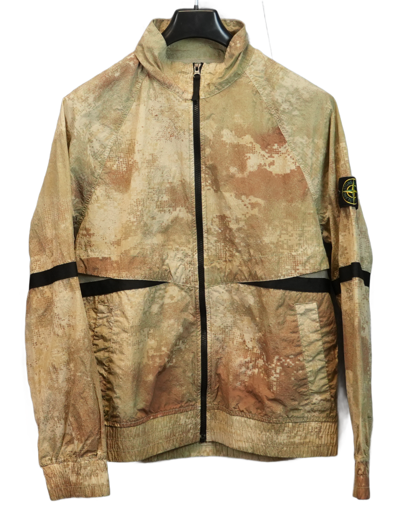 Stone Island Dissolving Grid Camo Jacket Beige front view