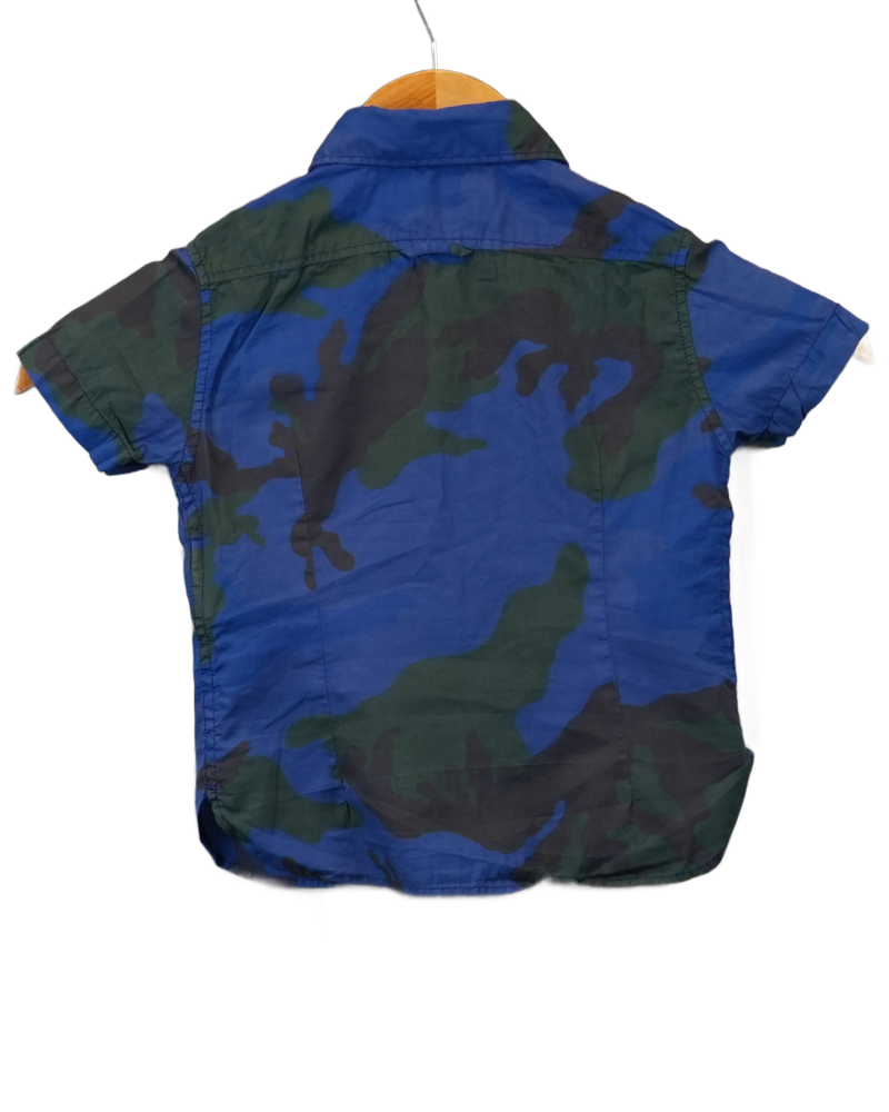 Stone island Camo short sleeved shirt Junior blue/green back view