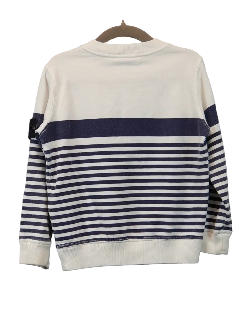 Stone island striped crewneck No Badge white/blue back view