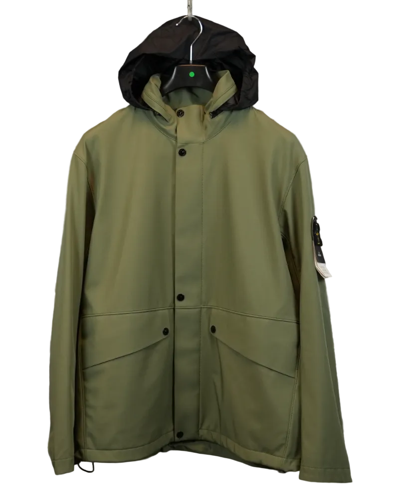 Stone Island Light Soft Shell R E-Dye Technology Green front view