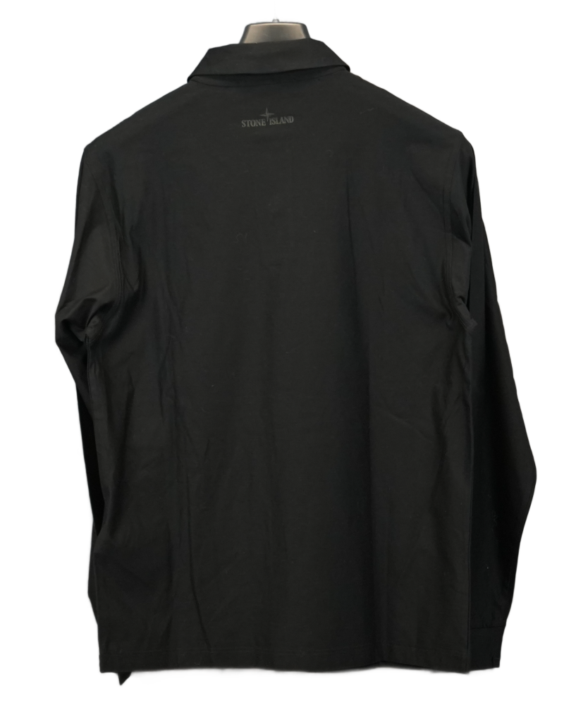 Stone Island Ghost Piece Long Sleeve Polo Shirt Black back view