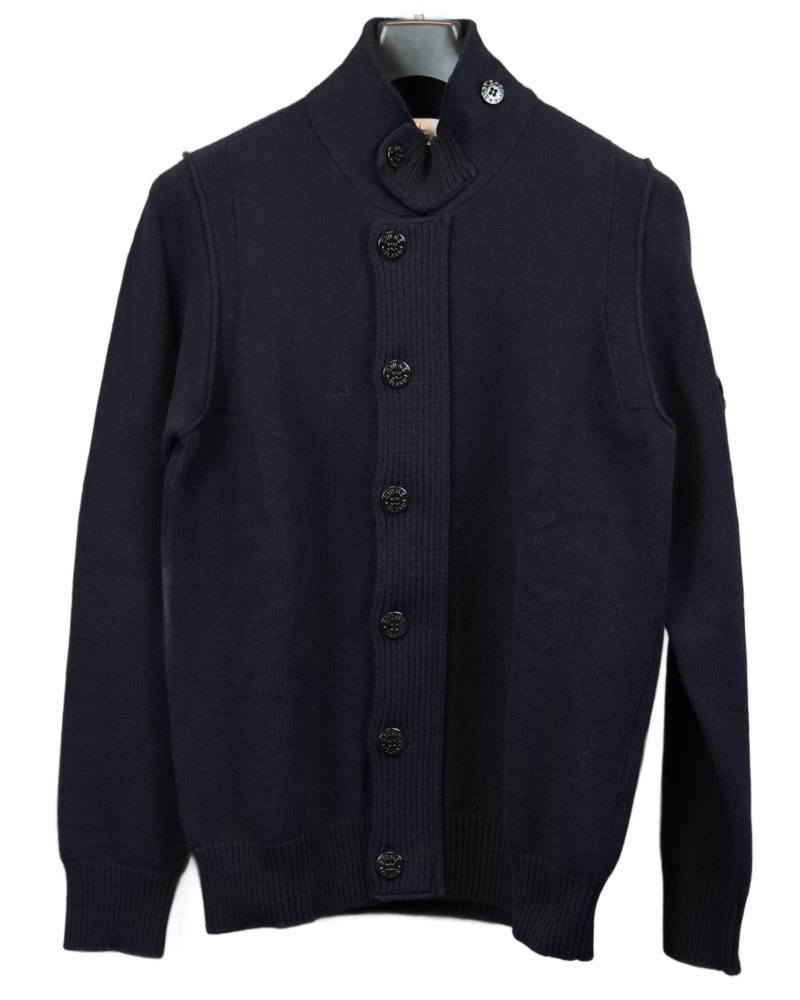 Stone Island Mock Heavy Knit Button up Navy front view