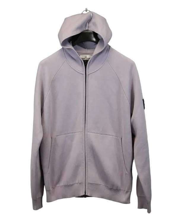Stone Island Zip Up Knit Hoodie Lavender front view