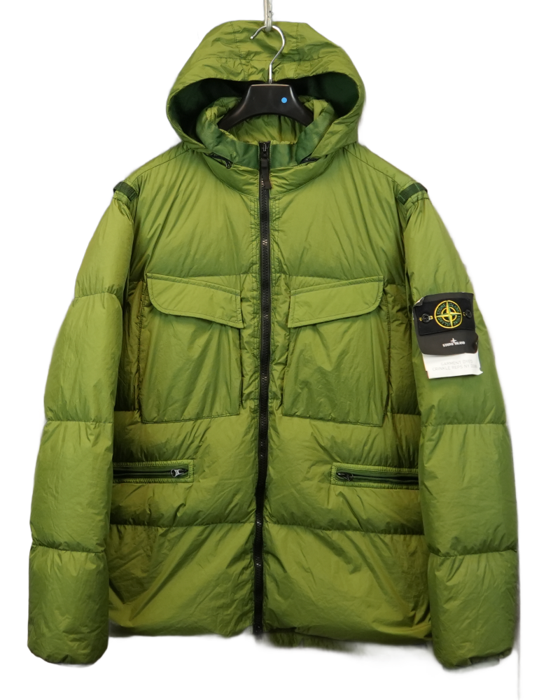 Stone Island Garment Down Crinkle Reps NY Down Green front view